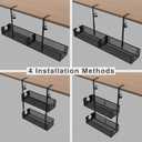 Under Desk Cable Management Tray - Fits up to 1.77" Thick Desks, No-Drill Clamp-on Wire Organizer, Reversible Inward/Outward Install, Heavy Duty Metal Power Strip Holder for Home Office & Gaming Desk (26.4, Black)