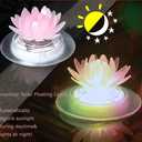 Larekook 2 Pack Solar Lotus Pond Lights, Floating Color Changing Lotus Flower Pool Lights Led Waterproof Outdoor Swimming Pool Pond Submersible Lights, 2 PK
