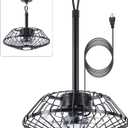 Outdoor Ceiling Fans with Light for Patios Gazebo, 15" Weatherproof Plug in Ceiling Fan, Gazebo Fan Remote, 3CCT Dimmable,Caged Ceiling Fan with Hanging Hook for Porch, Pergola,Canopy, Black