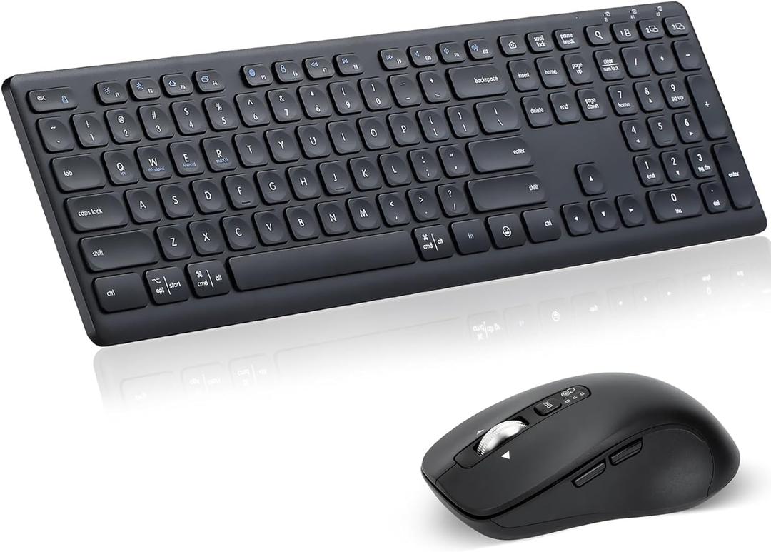 M9300 Wireless Keyboard and Mouse, 2.4G USB Receiver and Dual Bluetooth, Multi Device Keyboard Mouse Combo for Computer, Laptop, iPad, ChromeBook (US Layout)