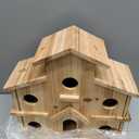 Bird Houses for Outside, Wooden 6 Hole Birdhouse Room for Multi-Birds Families, Bluebird Finch Outdoor Hanging Bird House for Garden Backyard Patio