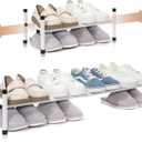 STORAGE MANIAC Expandable Shoe Rack, 4 Pairs Stackable Small Shoe Rack, Metal Adjustable Shoes Organizer for Closet, Entryway, Hallway, Garage, Front Door, Shoes Shelves, White 1 Tier