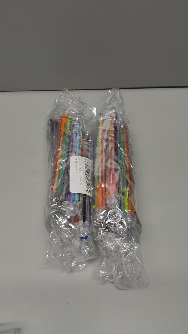 Pack of 2 JANEMO pens 10 PCS pens ballpoint office supplies ballpoint pens 0.7mm 6in1 Multicolor Pen 6 Colors Transparent Barrel Ballpoint Pen for Office School Supplies (10)