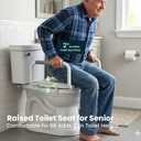 R&T 2" Toilet Seat Riser with Handles Comfortable Raised Toilet Seat for Seniors, Fits for Elongated Toilets, Elevated Seat with Soft Grey Padded Arms for Bathroom