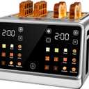 Touch Screen Toaster 4 Slice, Digital Smart Dual Control Touchscreen, Stainless Steel, 6 Toast Types & Levels include Bread, Bagel, with Defrost/Reheat/Single Slot Toasting Function