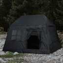 3-4 Person Inflatable Camping Tent Blow Up Tent with Hand Pump Easy Setup Waterproof Inflatable Tent Cabin, Black