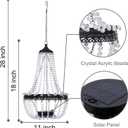 Hanging Solar Chandelier Outdoor Lantern, 30 Cool White Lights Acrylic Clear Beaded Chandelier with S Hooks Modern Lantern for Garden Yard Patio Gazebo Decorations, 28”H