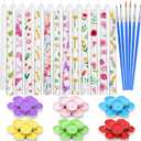 MTLEE 78 Pcs DIY Candle Painting Kit Include 12 White Taper Candles 60 Colored Tealight Candles 6 Paint Brushes for Crafts Birthday Wedding Party Favors(Multi Color)