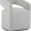 KISLOT Upholstered Dining Chairs with Casters Modern Barrel Side Armchair with Rollers for Diningroom Bedroom Livingroom Reading Room,Gray,1PCS