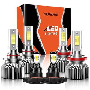 ENJOYAKOM Compatible for Chevy Tahoe 2007 2008 2009 2010 2011 2012 2013 2014 2015 9005 High Beam H11 Low Beam + 5202/PS24W Fog Lights Bulbs Combo Kit, 6500K White, Pack of 6