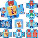 JoyCat Dressing Busy Book for Toddlers 2-4, Montessori Toy with 7 Real Dressing Skills, Fine Motor Skills Toy, Travel Toys for Toddlers, Sensory Life Skills Preschool Learning Gift