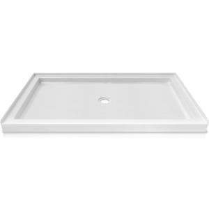 CKB 60 in. L x 36 in. W Center Drain Shower Base, Single Threshold Shower Pan with Slip Resistant Textured Surface, White Acrylic shower Pan