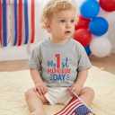 My 1st Memorial Day Baby Bodysuit 4th of July T-Shirt Boy Girl Funny Patriotic Outfit Infant Clothes 0-2T (Gray)