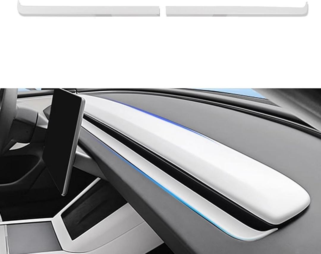 Fit Tesla Model 3 Highland 2024 2025 Dashboard Panel Trim for Center Console Front Air Condition Vent Cover Sticker ABS Accessories 2Pcs(Matte White)