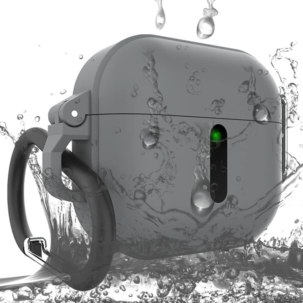 Waterproof Case for Airpods 3rd, Magnetic Case,Support MagSafe Wireless Charging,Visible Charging Light. (Gray)