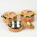 Insulated Thermal Bowl 3 pc. Set 2.6/2.1/1.6 qt. - Keep Food Warm for Hours - Versatile Serving Dishes with Lids - Perfect for Parties and Everyday Use-Marble Bronze