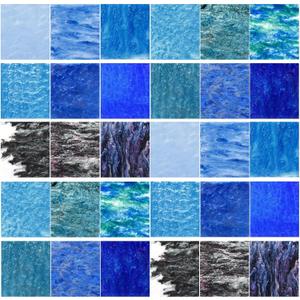 Suzile 30 Pcs Blue Pearlescent Ripple Cast Acrylic Sheets 1/8" for Laser Cutting, 3mm, 6"x6" Glitter Sparkly Swirl Acrylic Panels Blue Series (15 Colors) for Art Design Engraving Sign DIY Craft Decor