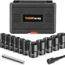 THINKWORK 1/2 Inch Drive Lug Nut Removal Tool, 13 Pieces Wheel Lock Removal Kit, Lug Nut Remover for Stripped, Rounded, Damaged, Frozen, Rusted Bolts