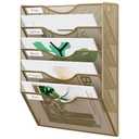 EasyPAG Wall File Organizer 5 Tier Hanging Paper Folder Holder, Zero Assembly Metal Mesh Wall Mounted Mail Organizer for Office Home Classroom Narrow Spaces, Gold