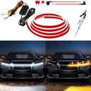 Exterior Car LED Hood Light Strip,Dual Color Dynamic Scan Start Up Hoodbeam Kit,Led Daytime Running Lights White&Amber Switchback Sequential Turn Signal Lights for Cars, Trucks,SUV(79inch/1set)