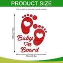 Baby on Board Car Sticker, Baby on Board Signs for Car, High Intensity Reflective Waterproof Vinyl Safety Auto Signs, Auto Decoration Accessories for Rear, Side Window (Red)