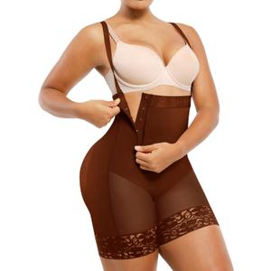 SHAPELLX Tummy Control Shapewear Faja Colombianas Side Zipper Body Shaper Plus Size Postpartum Bodysuit With Butt Lift (Small, B9-light Brown)