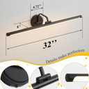 Hardwired Picture Light for Wall,32 Inch Modern Black Dimmable Frame Light with Adjustable Swing Arm,3CCT LED Art Display Light for Paintings,120 Volts Gallery Wall Light,Hallway Vanity Light,10W