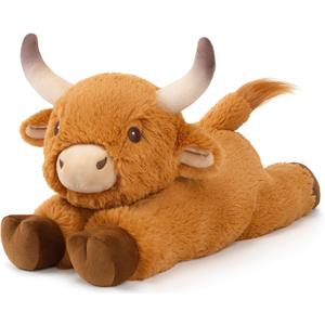 Cuckool Bull Stuffed Animals, Microwavable Stuffed Animals Adorable Fluffy Bull Plush for Warmth & Comfort, Heatable Coolable Lavender Scent Toys, Cute Soft Plushies Gift for Kids Boys Girls & Adults
