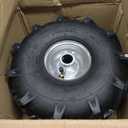 RONPOW 11x4.00-4 Tiller Tire and Wheel, 1" Axle Bore, 3-1/8" Centered Hub, 400 lb Load Capacity, 4 Ply Pneumatic Replacement Tire for Rototiller & Garden Tiller, 2 Pack Silver, 1" Axle Hole