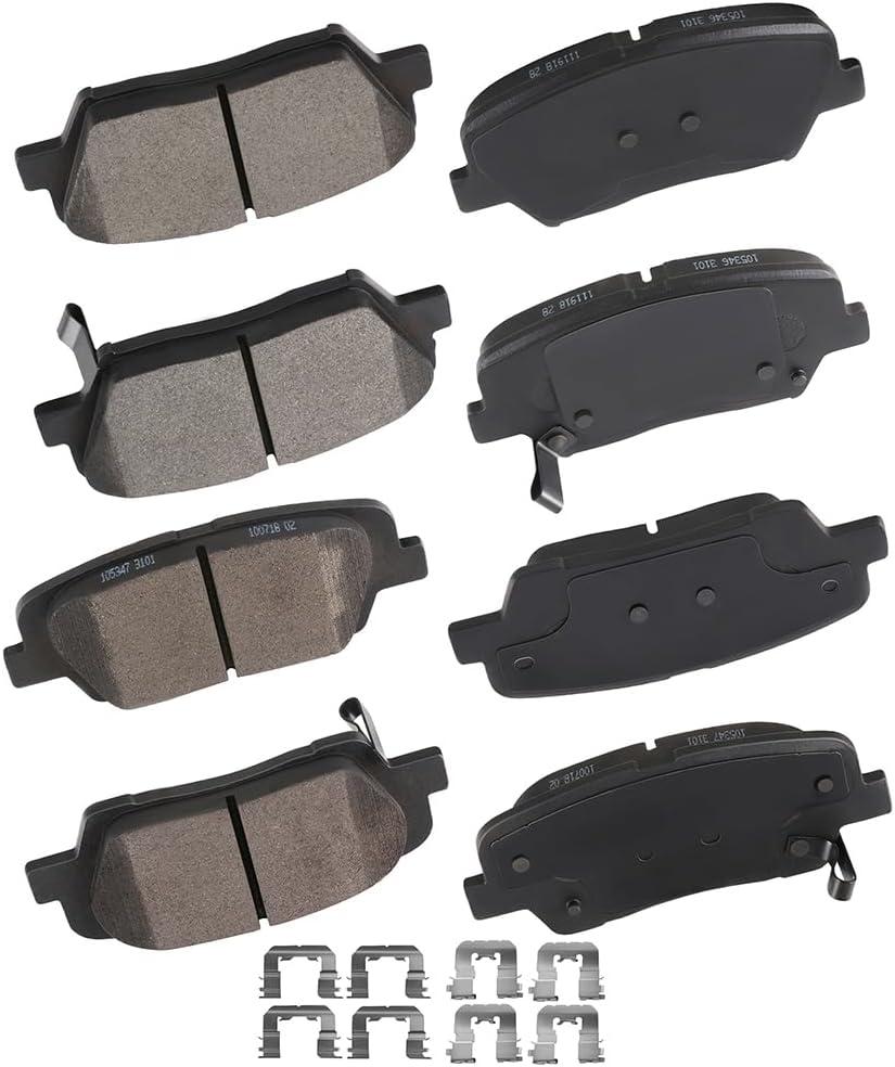 cciyu D1432 D1439 Front & Rear Professional Ceramic Brake Pads Set Fit For 2010-2012 For Hyundai For Santa Fe,2013-2014 For Santa Fe Sport,2011-2014 For Kia For Sorento