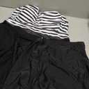 Daci Plus Size Two Piece Swim Dress with Shorts for Women Mesh Swimsuits Flowy Bathing Suits (XXL, Black and Striped)