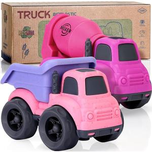 Toddler Toys for 1 Year Old Boy, Dump Truck Toys and Mixer Cement, BPA Free, Phthalates Free, PVC, Outdoor Toys for Toddlers 1-3, Ideal Toy Cars for 2 3 4 Year Old Boy Christmas Birthday Gift (Multicolored)