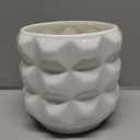 Arktiva Ceramic Planter Pot with Drainage Hole, 4.5 Inch Dia, Indoor and Outdoor, Home Patio Garden, Plants Flower Succulent, 3D Patterned Round (White)