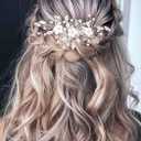 Unicra Silver Flower Bride Wedding Hair Vine Leaf Bridal Hair Piece Rhinestone Hair Accessories Beaded Headpieces Jewelry for Women and Girls (Silver)