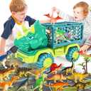 HONGID Dinosaur Truck Toys for Kids 3-5, Triceratops Car Toy with 15 Dino Figures,Large Activity Play Mat, Dinosaur Eggs, Dinosaur Play Set for Boys and Girls,Christmas Xmax,Stocking Stuffers