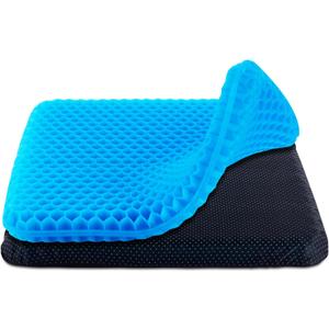 Gel Cushion with Hexagon Design, Breathable, Removable Cover, Standard 1.4 Inches, Blue