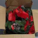 4 Pcs Mini Christmas Wreath for Cabinets Kitchen, 11.5 Inch Small Christmas Wreaths with Christmas Bow & Frosted Berries Pine Tips Pinecones Xmas Hanging Decor for Cabinet Fireplace Windows Indoor