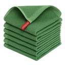 Homaxy 100% Cotton Waffle Weave Kitchen Dish Cloths, Ultra Soft Absorbent Quick Drying Dish Towels, 12 x 12 Inches, 6-Pack, Grass Green