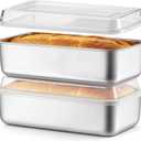 TeamFar Loaf Pans for Baking Bread, 9 x 5 Inch Stainless Steel Bread Loaf Pan with Lid, Meatloaf Pan Tin for Homemade Bread, Brownies, Meal Prep, Storage, Healthy & Dishwasher Safe - Set of 2, 9 x 5 x 2.5 inch