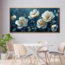 Ouzzlie Large Flower Canvas Wall Art Blue Picture for Office, 59"L x 29"W