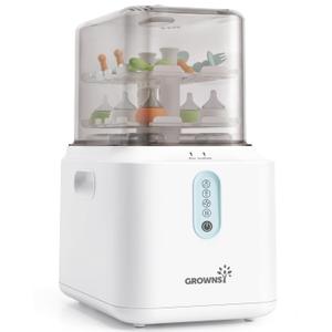 Grownsy 3-Layer Large Bottle Sterilizer and Dryer, Fast Sterilization and Drying, Universal Bottle Sterilizer for Baby Bottles, Breast Pump Parts & Baby Essentials (White)