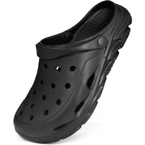 Mens Womens Garden Clogs Shoes with Arch Support, Unisex Adult Classic Slip On Slides Sandals Outdoor Beach Pool Slipper (10 Women/8 Men, Black)
