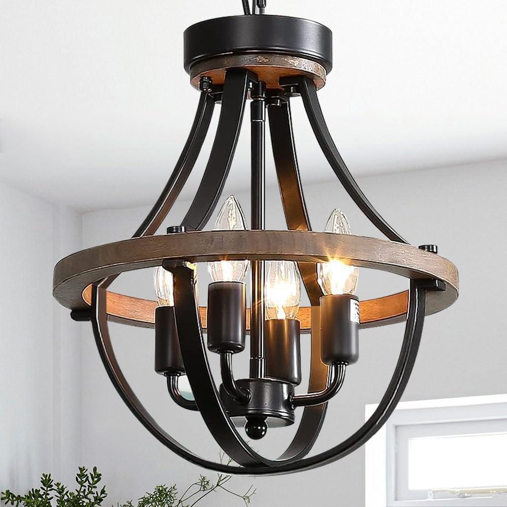 Farmhouse Modern Chandelier,16inch Rustic Vintage Ceiling Hanging Light Fixture, 5-Light Chandeliers for Living Room Entry Dining Room Hallway Foyer Entryway Kitchen Island Bedroom