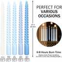 10 Inch Gradient Blue Spiral Taper Candle Set, 10 Pack Unscented Dripless Candlesticks for Dinner Party Brithday Wedding and Home Decoration