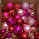 Lunmon 64 Pcs Valentine's Day Ball Ornaments Glitter Red Hot Pink Ornament 1.6/1.97/2.4 Inch Plastic Hanging Decoration Assorted Size Valentines Day Decorations for Home Tree Wreath Party Supplies