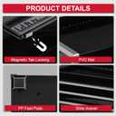 P.I.T. Mini Black Tool Box, Portable 3 Drawer Steel Stackable Tool Box with Magnetic Tab Locking, Black Micro Top Chest with Liner for Tools Storage and Organizers, Home DIY