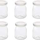 6 Pcs Yogurt Pudding Jars Bottles With Plastic Lids Ideal for Jam, Honey, Wedding Favors, Shower Favors, Baby Foods (7 oz (200ml))