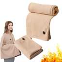 Portable Electric Heated Shawl Wrap for Women - Soft, Fast Heating, Three Temp Settings, Indoor/Outdoor, Mother's Day Gifts (Khaki)