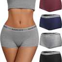 Avidlove Boyshort Underwear for Women Cotton Boy Shorts Panties Ladies BoyShorts Panties 4 Pack (Medium)
