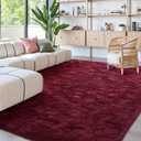 FinRec 6x9 Feet Red Rug for Living Room Bedroom, Fluffy Shag Area Rug, Non-Slip Plush Fuzzy Rugs for Nursery Kids Room Dorm Room Home Decor, Indoor Furry Floor Carpet